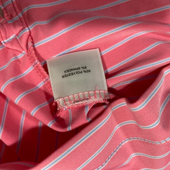 Peter Millar Summer Comfort Mens Medium Crown Sport Pink Striped Polo Shirt M - Picture 6 of 6